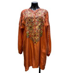 Biya Johnny Was Embroidered Tunic Blouse Peach Multi XL